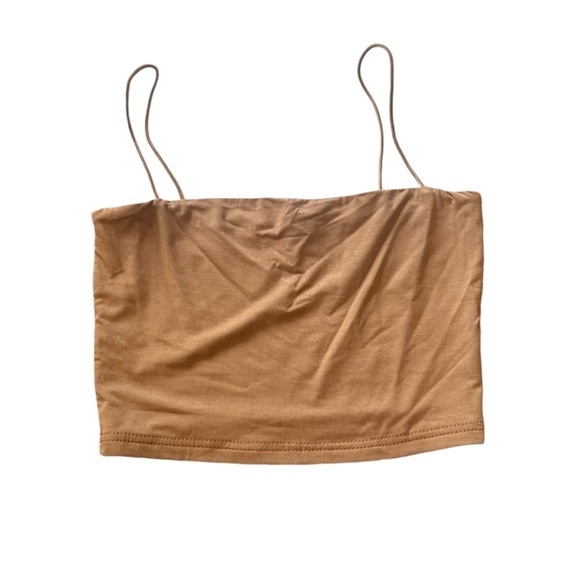 NWOT Cider Solid Brown Crop Spagetti Strap Top Size small - Picture 2 of 8